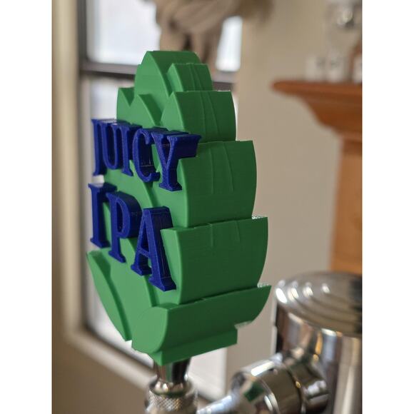 Juicy IPA on Hops Tap Handle, 3D Printed, Home Bar Accessory - Picture 2 of 5